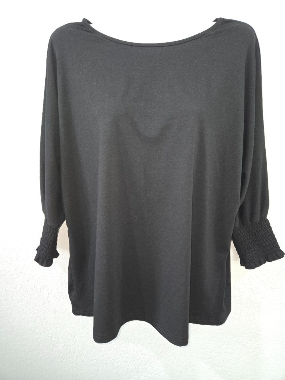 Dokotoo Black Smocked Sleeve 3/4 Sleeve Blouse | Size M